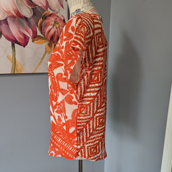 The Limited Orange and White Flutter Sleeve Blouse - Picture 3 of 6